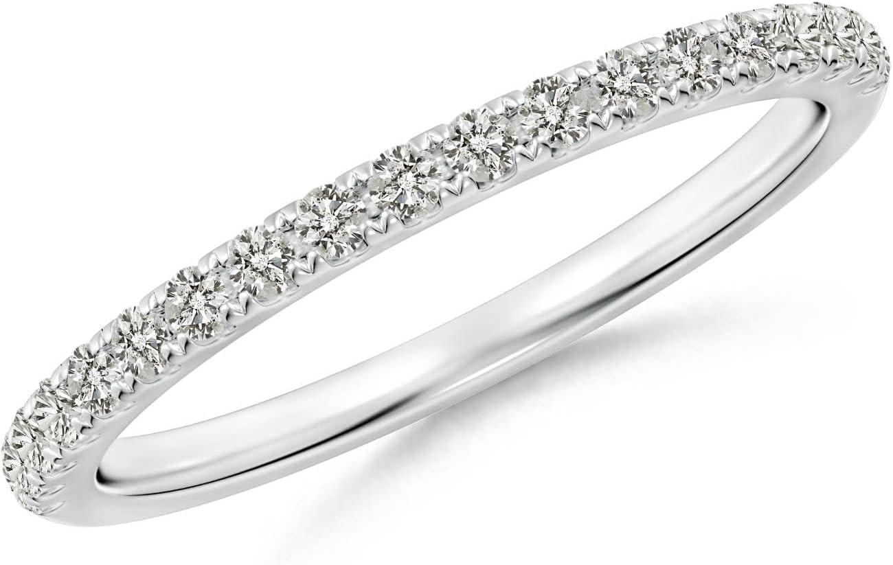 Angara 0.27 ct Diamond Half Eternity Wedding Ring in Platinum | Natural Diamond Stackable Ring for Women | April Birthday, Anniversary Jewelry Gift | JI2 | 1.5mm | Ring Size- 4