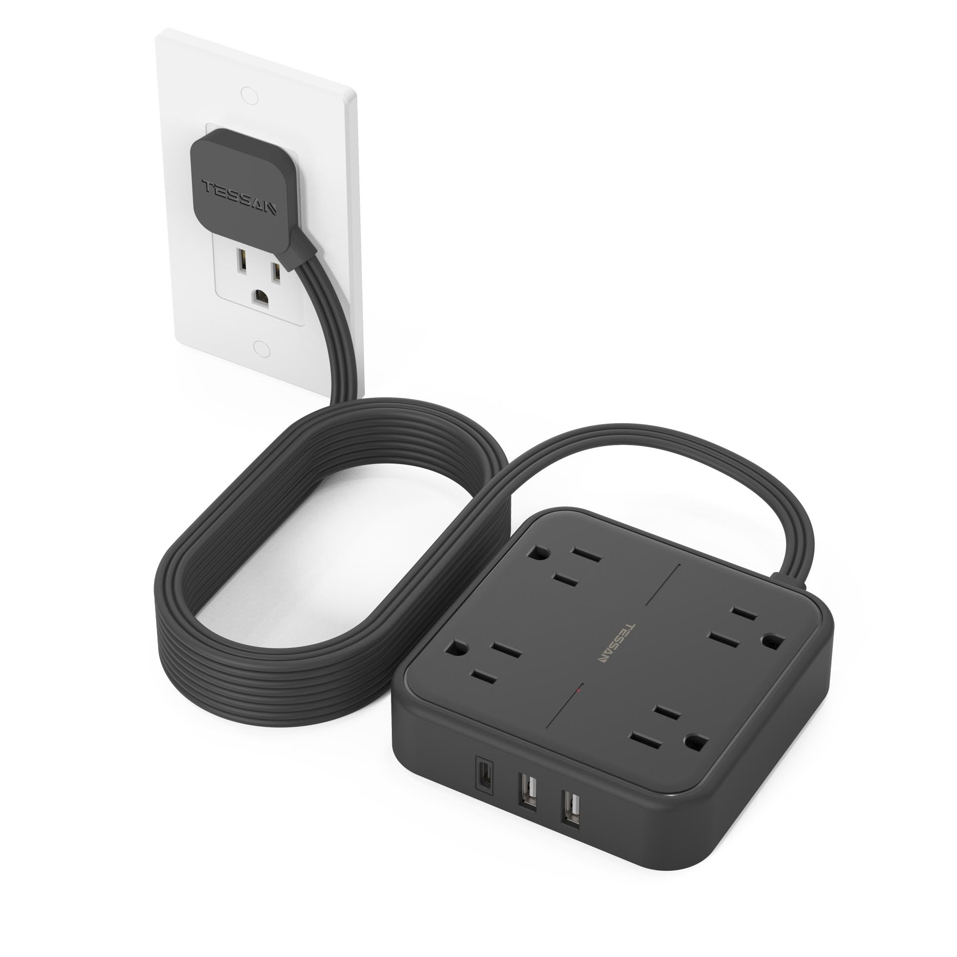 TESSAN Surge Protector Flat Extension Cord 5 Ft, Ring Plug Power Strip — Amazon image 22