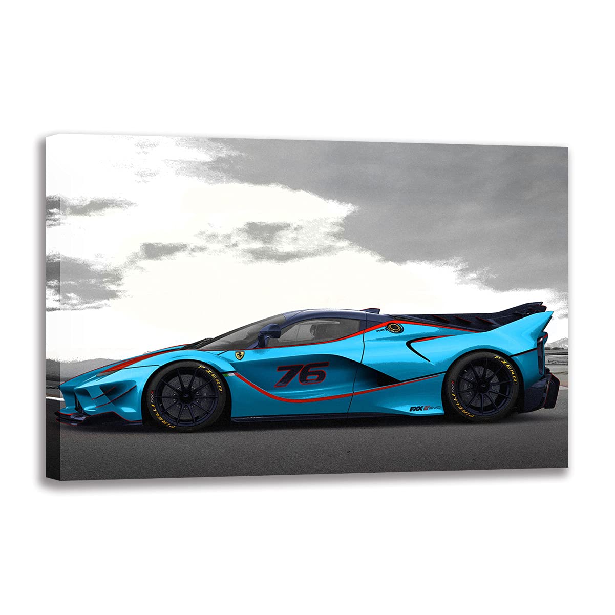 Impression sur toile Ferrari LaFerrari bleu affiche déco murale moderne avec cadre 50x70