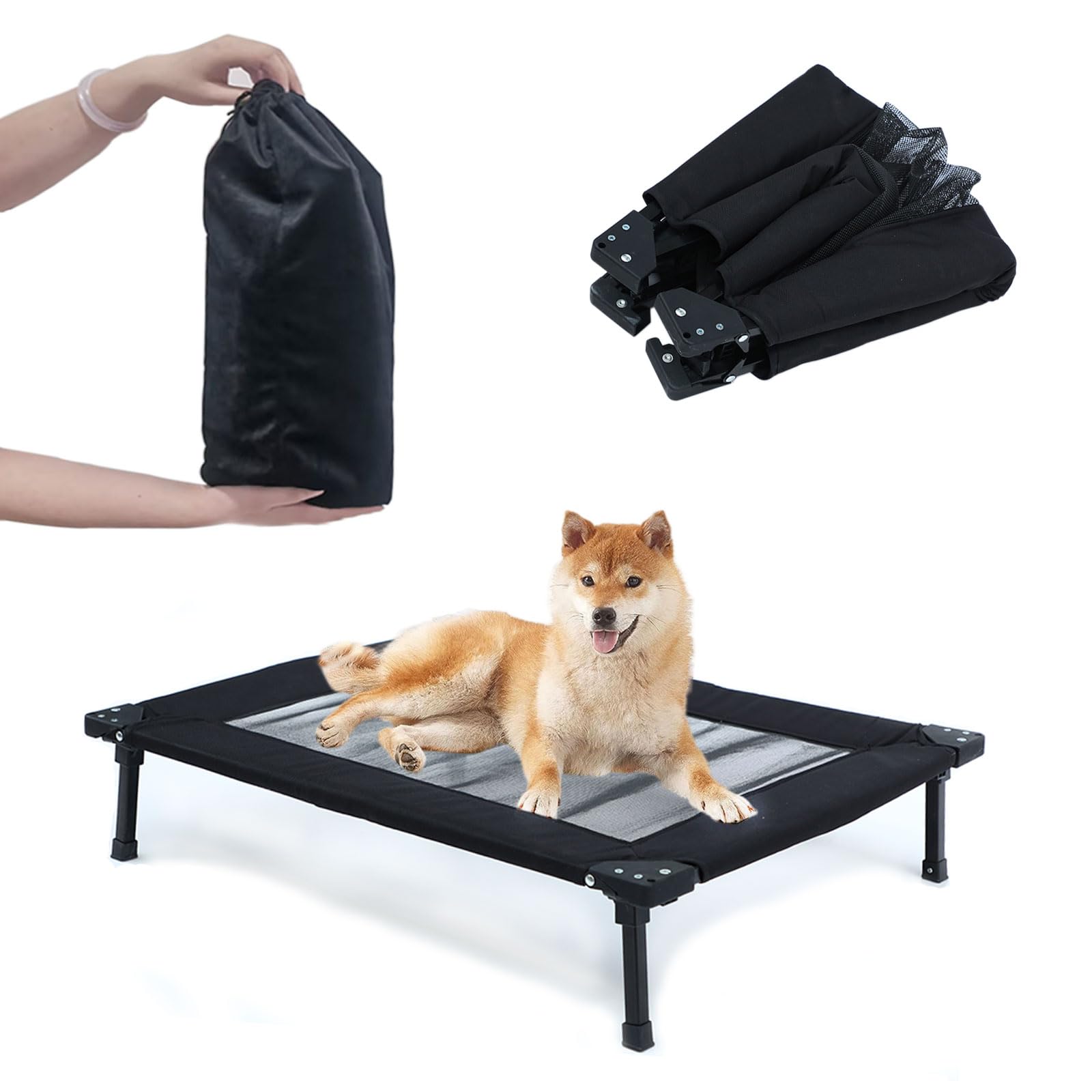 Pozico Cama plegable para perros al aire libre, catre elevada para perros con marco de metal, cama portátil para perro, malla transpirable, cama grande y mediana para perros, gatos, mascotas, uso