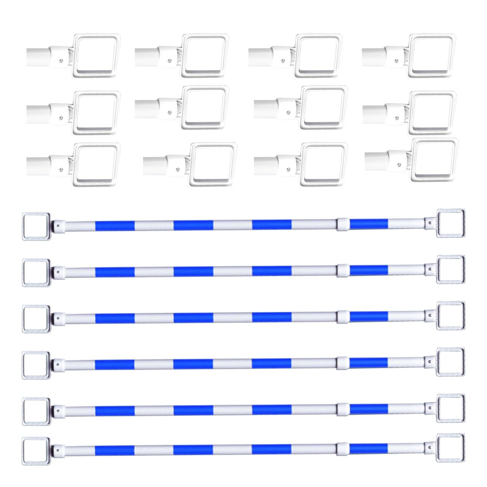 IUokLU 6pcs Retractable Traffic Cone Bars - Flexible Portable Barricade Rods with Reflective Stickers for Roadwork（Blue-White-SquareRing）
