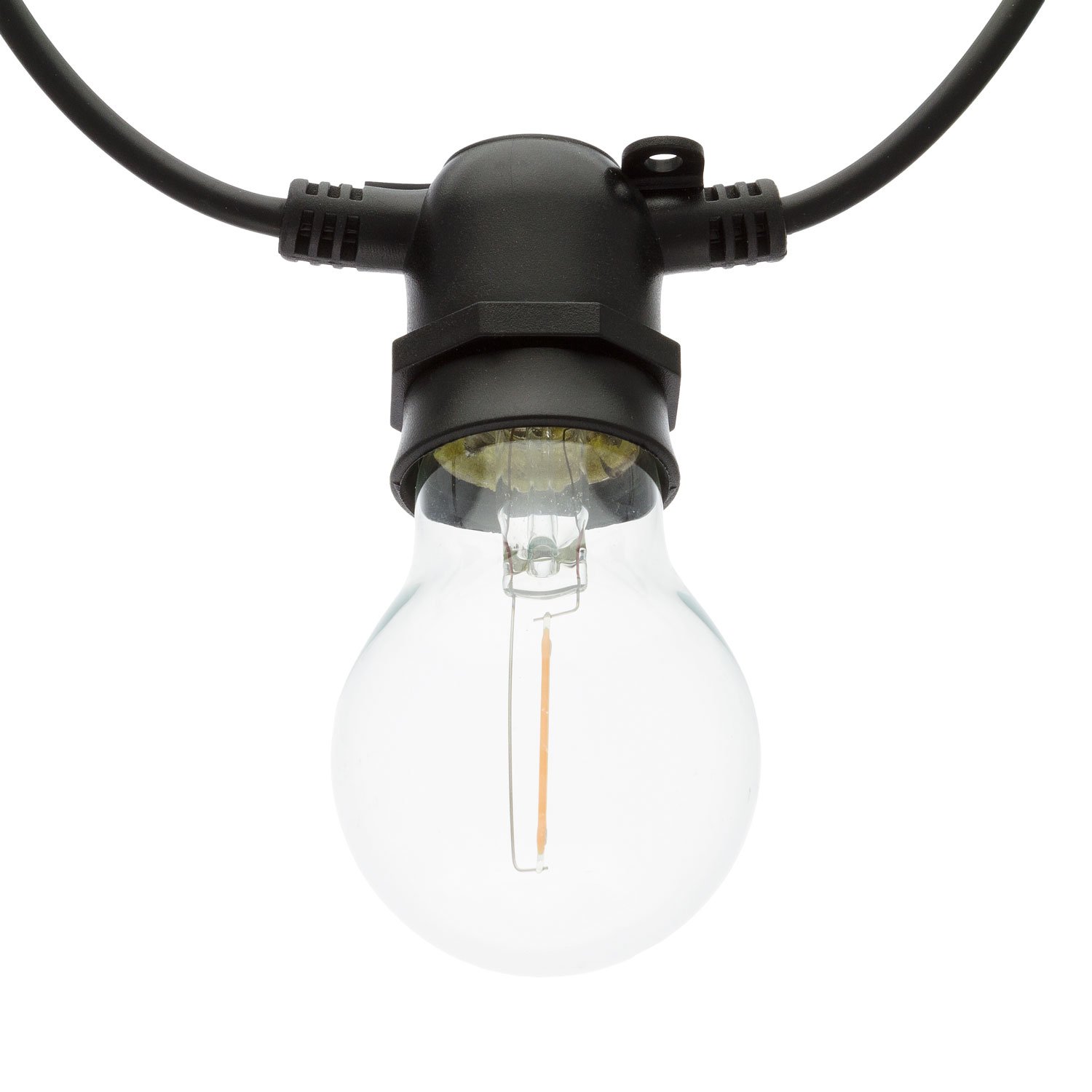 Lotti Guirnalda de luces para fiestas, 5 m, 10 bombillas de cristal, diámetro de 6 cm, E27, LED blanco cálido, cable negro
