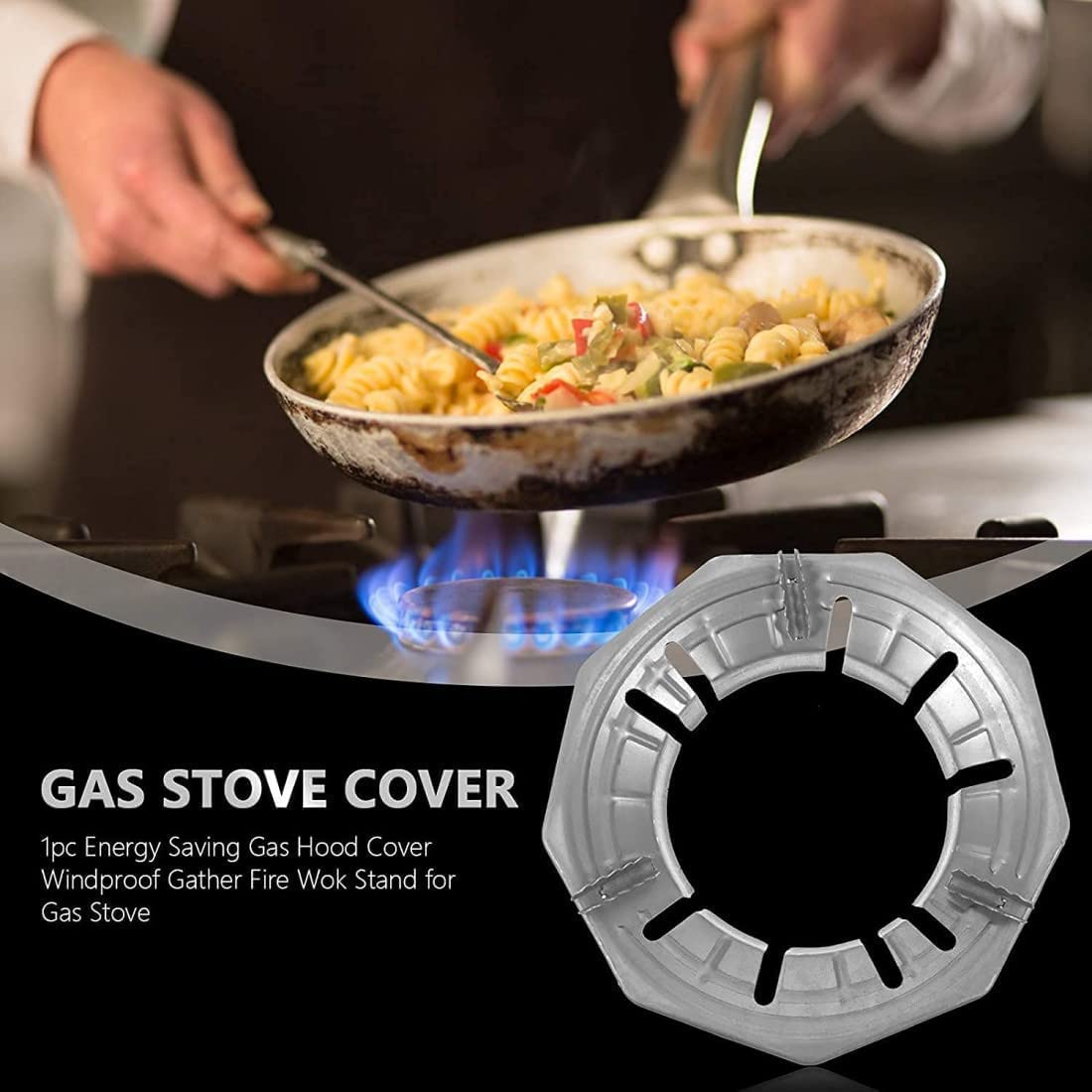 Revin Enterprise ||Gas Saver Burner Stand |Gas Saver hood cover|Home Gas Stove Fire & Windproof Energy Saving Stand|(Pack of 1, Colour: Silver)|| 3