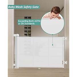 Miumoon 71 inch Retractable Baby Gates 34 inch Tall, Retractable Gate with Reinforced Strip Design to Prevent Crawling Through, 6 FT Retractable Dog Gate for Stairs, Doorways, Hallways, Indoor/Outdoor