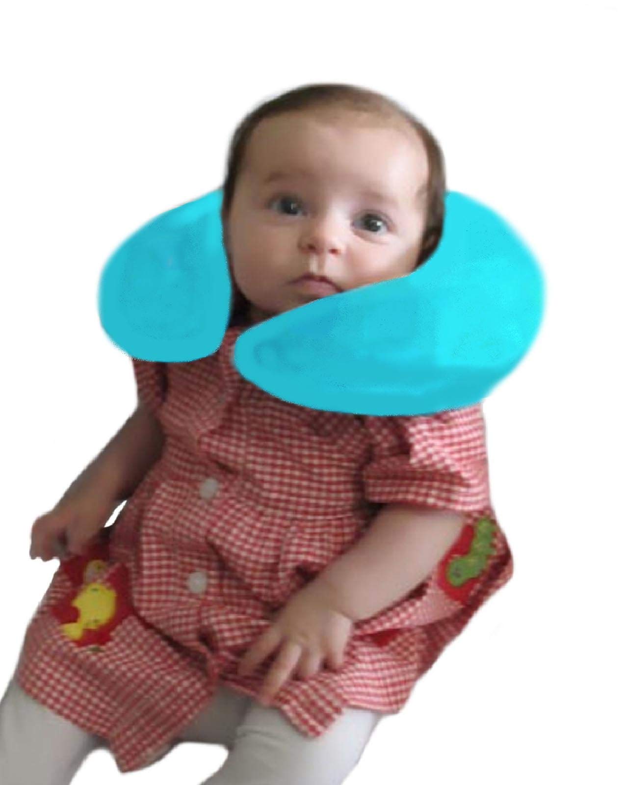 SET BIMBO in PULA DI FARRO -Azzurro- Guanciale per Lettino o Culla Neonato con Federa Lavabile e Cuscino per Collo Bambino, Poggiatesta Baby da Viaggio, Ideale per Passeggino o Automobile
