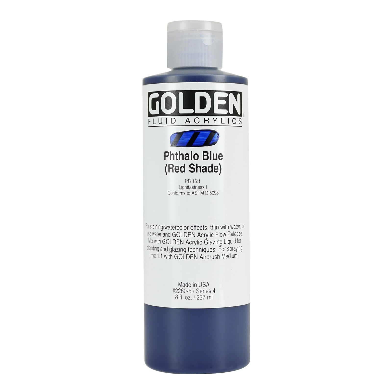 Peinture Golden acrylique fluide Phthalo Blue Red Shade flacon 8oz supérieur