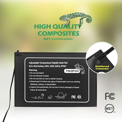Miniatura 19 de Tikaton almohadilla de calor para reptiles, temperatura ajustable bajo el calentador del tanque para tanque de 38-76 litros/114-151 litros