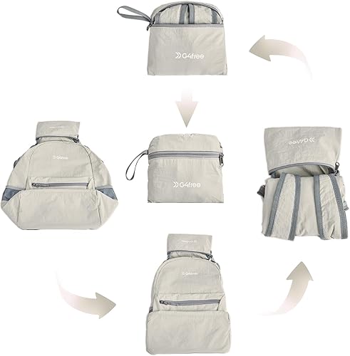 Miniatura 42 de G4Free Ultra Ligero plegable Mochila Senderismo bolsa de diario, práctico plegable camping al aire libre mochila beige (A-Beige)