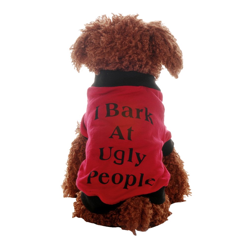 Nema NM Bark at Ugly People Cotton Blend Shirt for Dog Puppy (Red, Small) (B07Z69LN8Q) Amazon Price History, Amazon Price Tracker