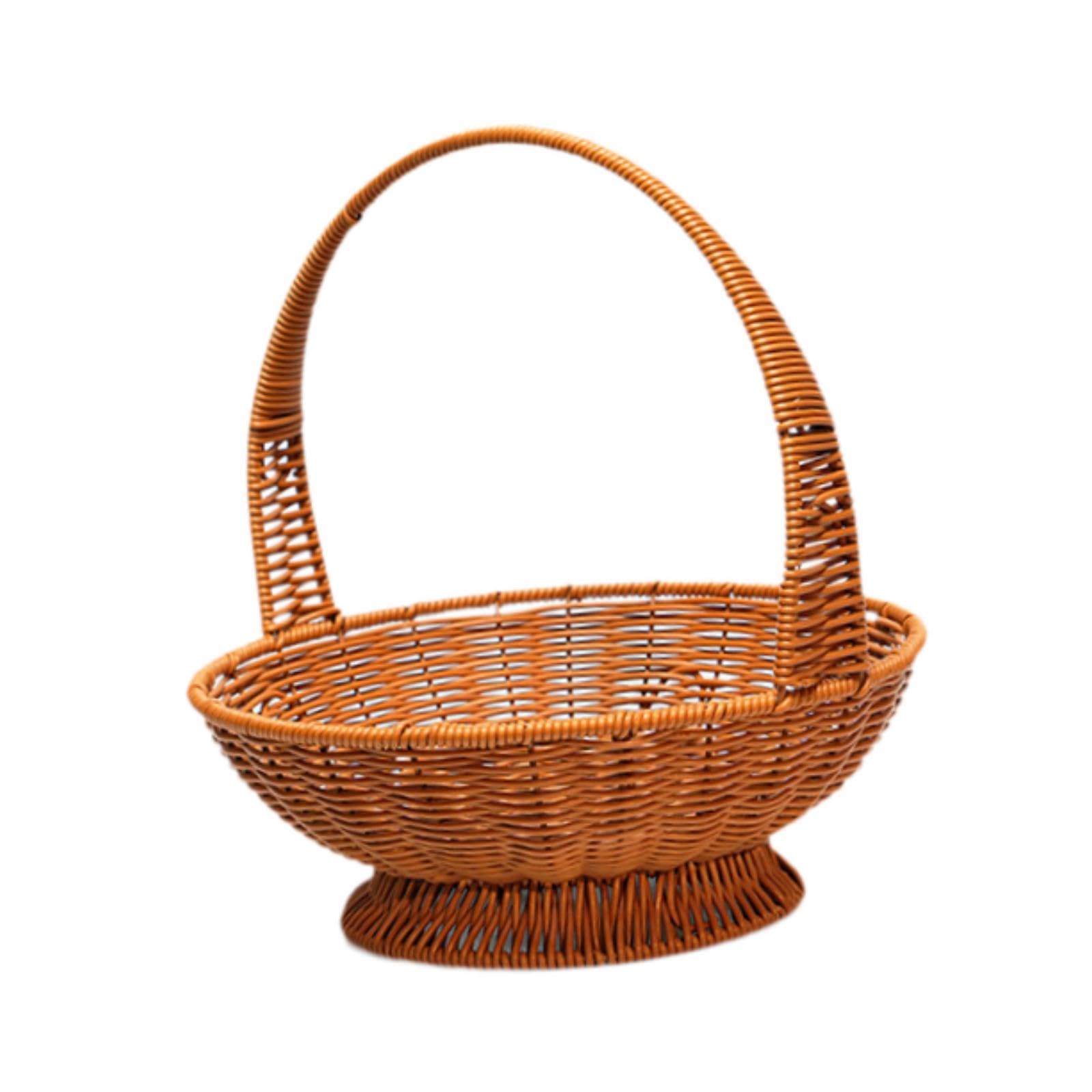 YWJLQH Handwoven Basket Outdoor Picnic Fruit Basket with Handle Practical Woven Gift Basket Flower Basket for Featival Home Wedding, S
