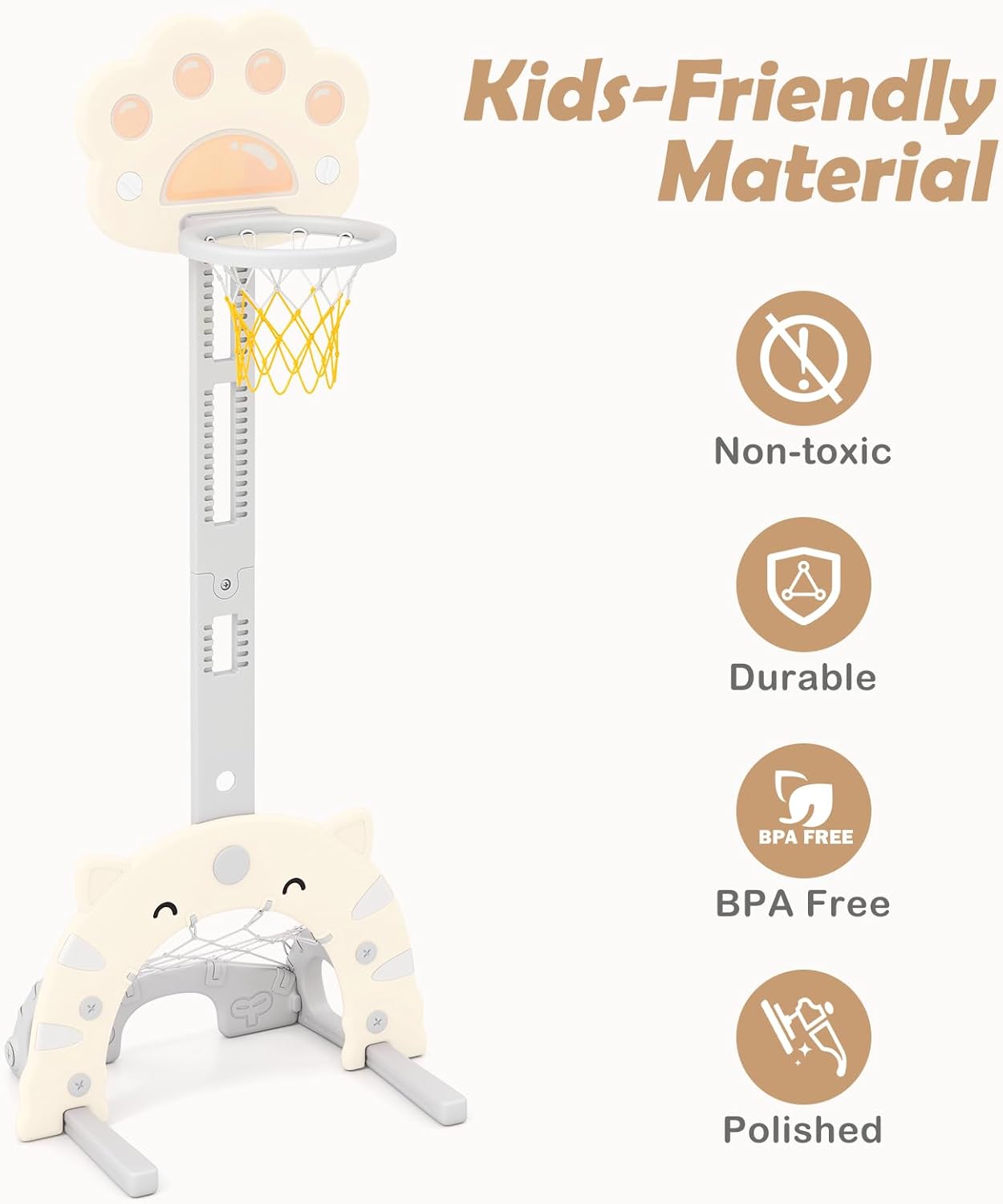 OLAKIDS Toddler Basketball Hoop, 3 in 1 Height Adjustable Kids Sports Activity Center Indoor Outdoor with Soccer Goal Golf Ball and Club, Baby Toy Game Play Set Gifts for Boys Girls