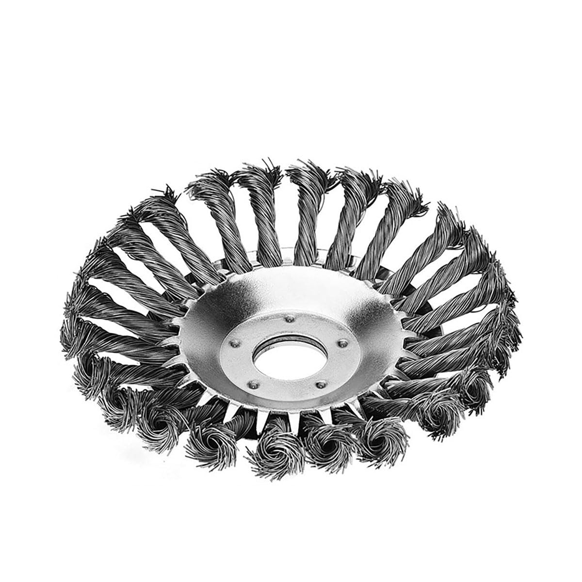 6 Inch Steel Wire Trimmer Disc for Petrol Lawn Mower, 25.4mm Bore, Weed Clearing Brush Attachment for Grass Cutting