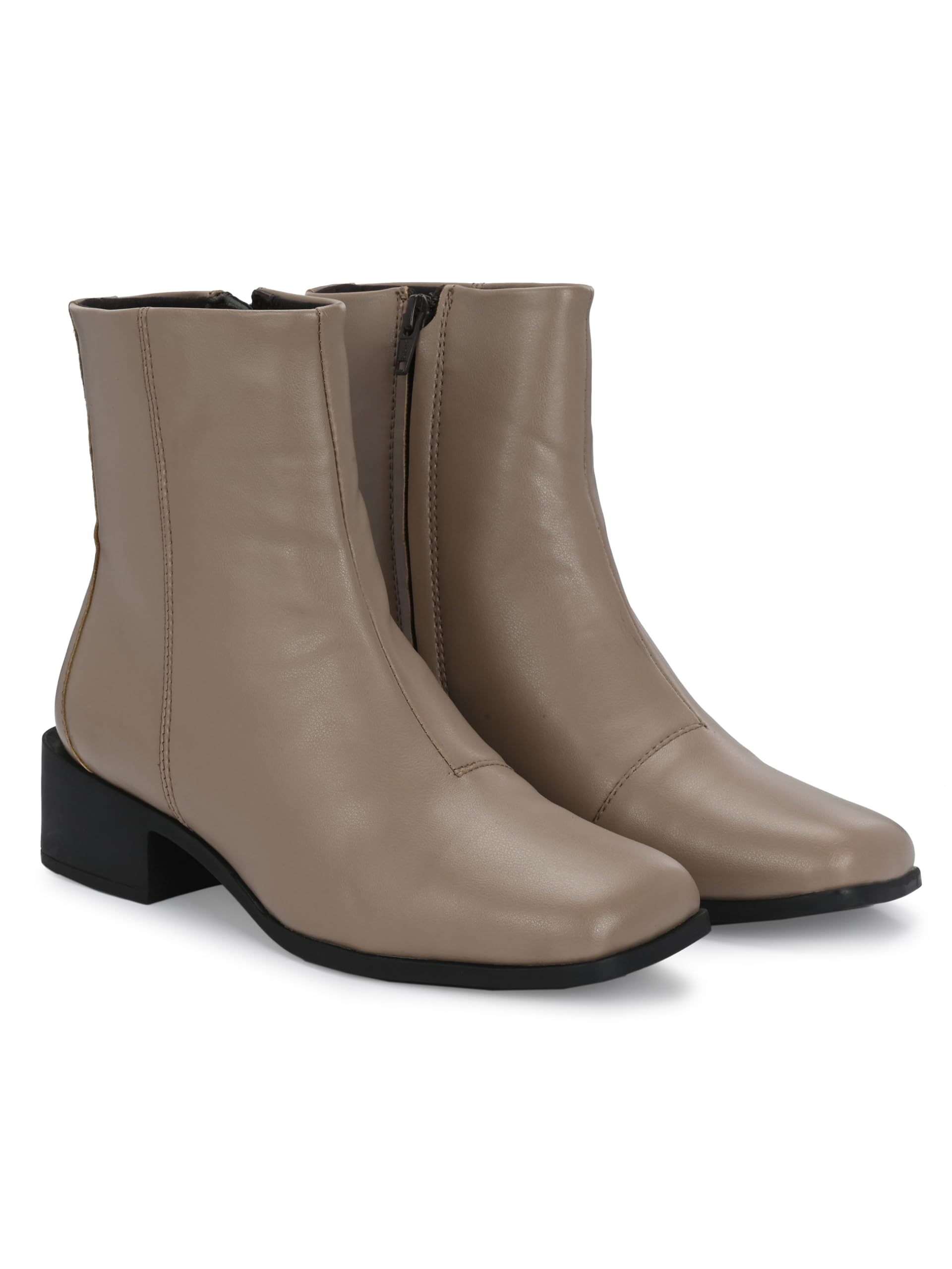 Delize Taupe Women’s Vegan Leather, Square Toe Ankle Boots 305-36 (B0CQ4QK9BF) Amazon Price History, Amazon Price Tracker