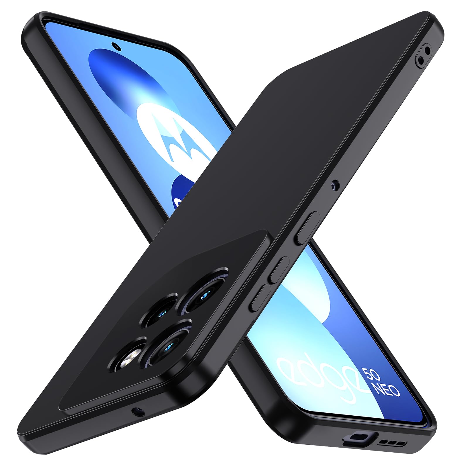 ivoler Etui silikonowe na telefon Motorola Moto Edge 60 Neo 5G / Edge 50 Neo 5G z pełną ochroną aparatu, ultra cienkie, miękkie, odporne na uderzenia, elastyczne etui z matowego silikonu TPU, czarne