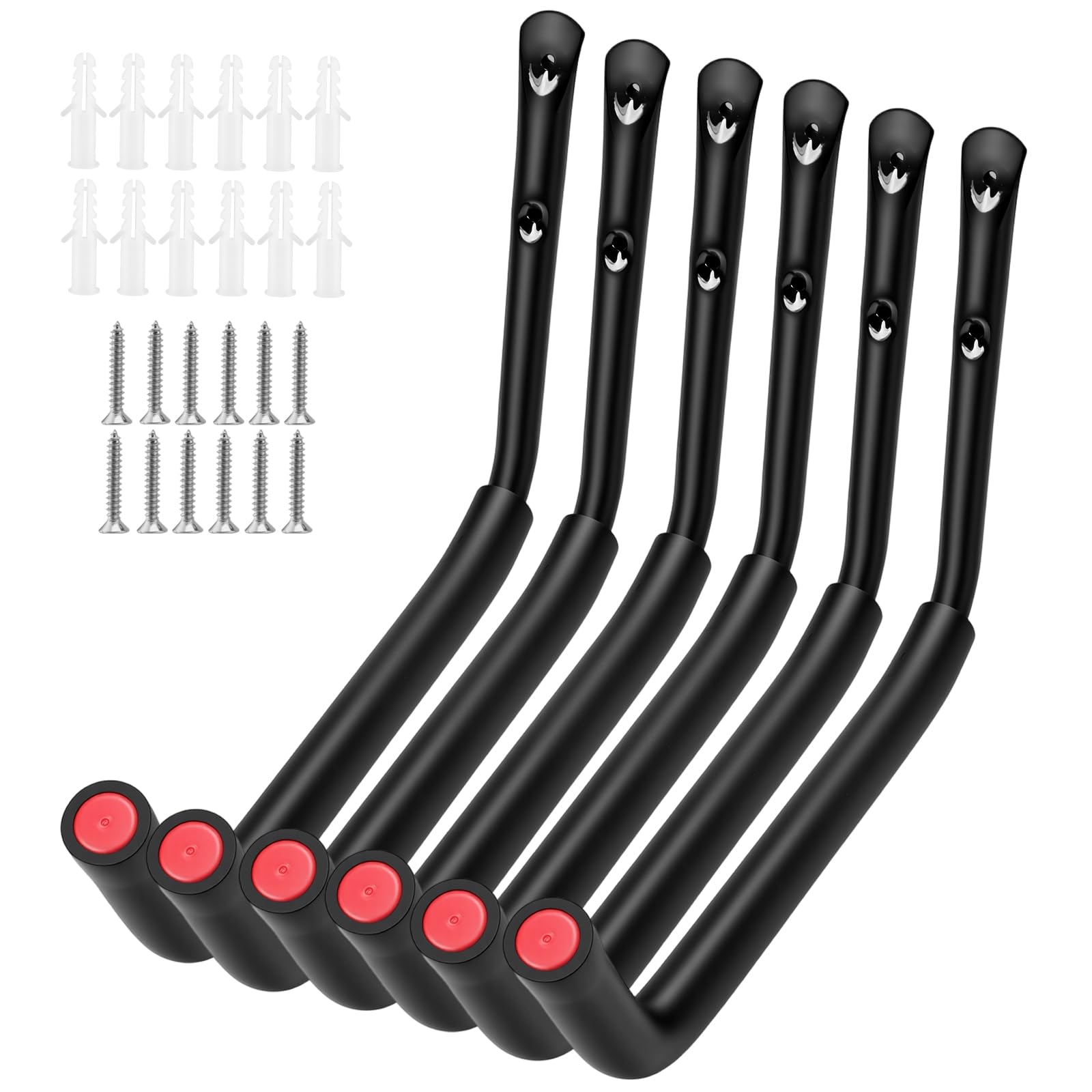 Cheungr Black 39Cm Garage Storage Hooks, 6 Pack Heavy Duty Ladder Hooks Wall Mounted Garage Hanging Brackets Utility Hanger For Kayak, Surfboard, Ladder - 39 X 27 X 14Cm