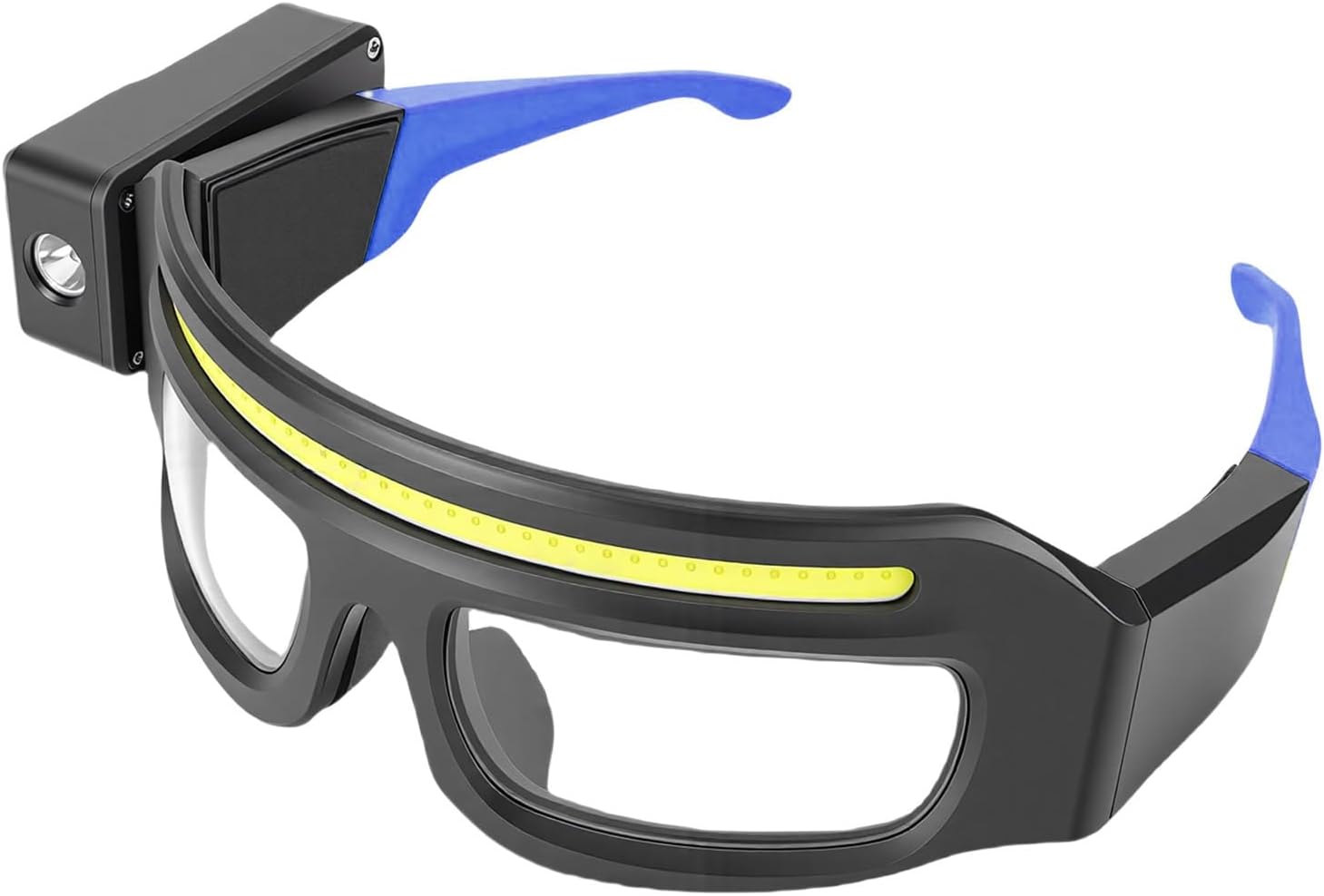 LED Safety Glasses, ABS Material, Motion Sensor Lighted Glasses with 3 Levels Brightness, Rechargeable Headlamp for Cycling and Fishing (Blue)