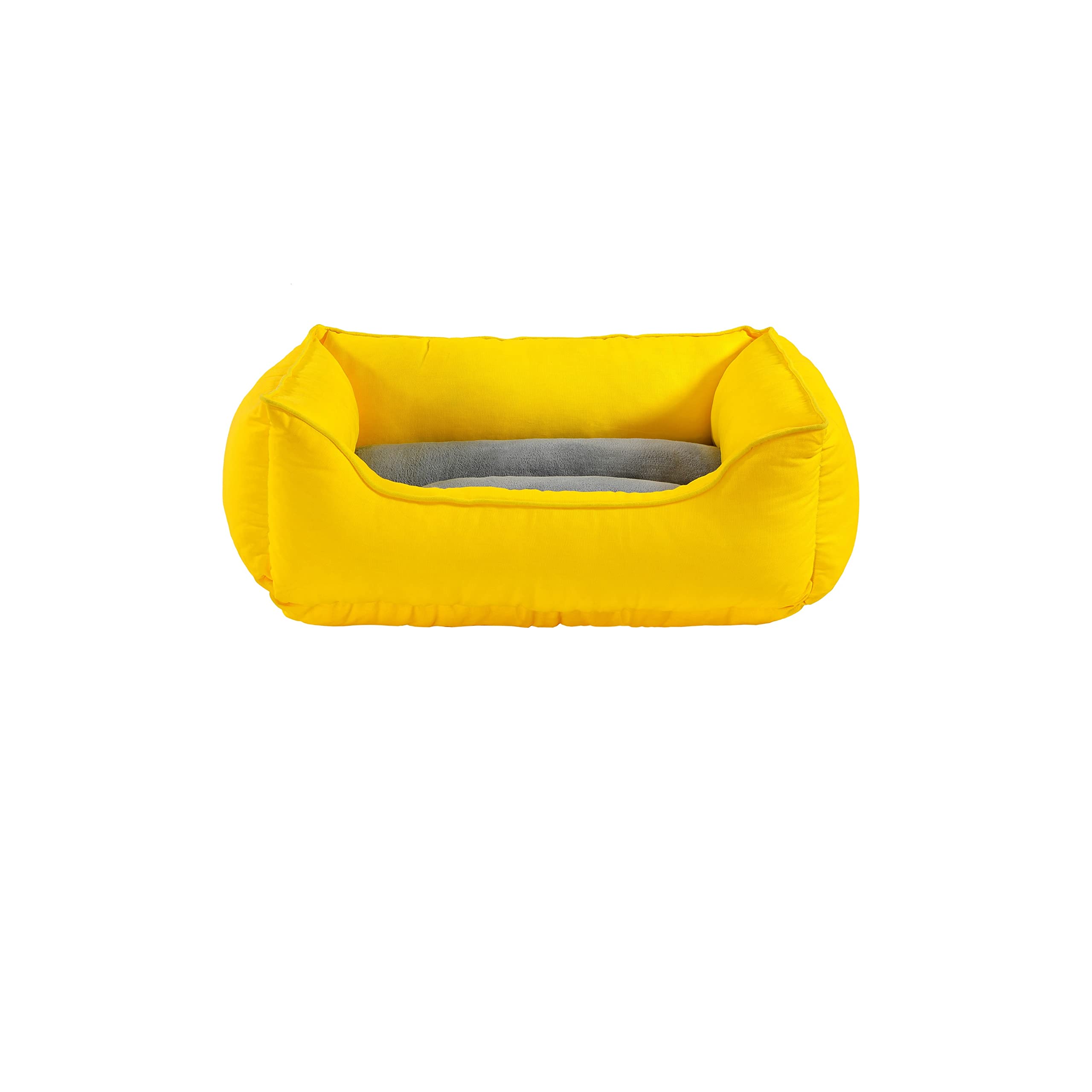 ARLINENS Dog Beds Soft Orthopaedic Ideal Dog Cushion-Anti-Anxiety Dog Bed-Rectangle Dog Bed Soft Cosy with Polyester Interior Elevated,Dog Beds Sofa Plush Mat For Crate (Large 23 x 33+8", Yellow)