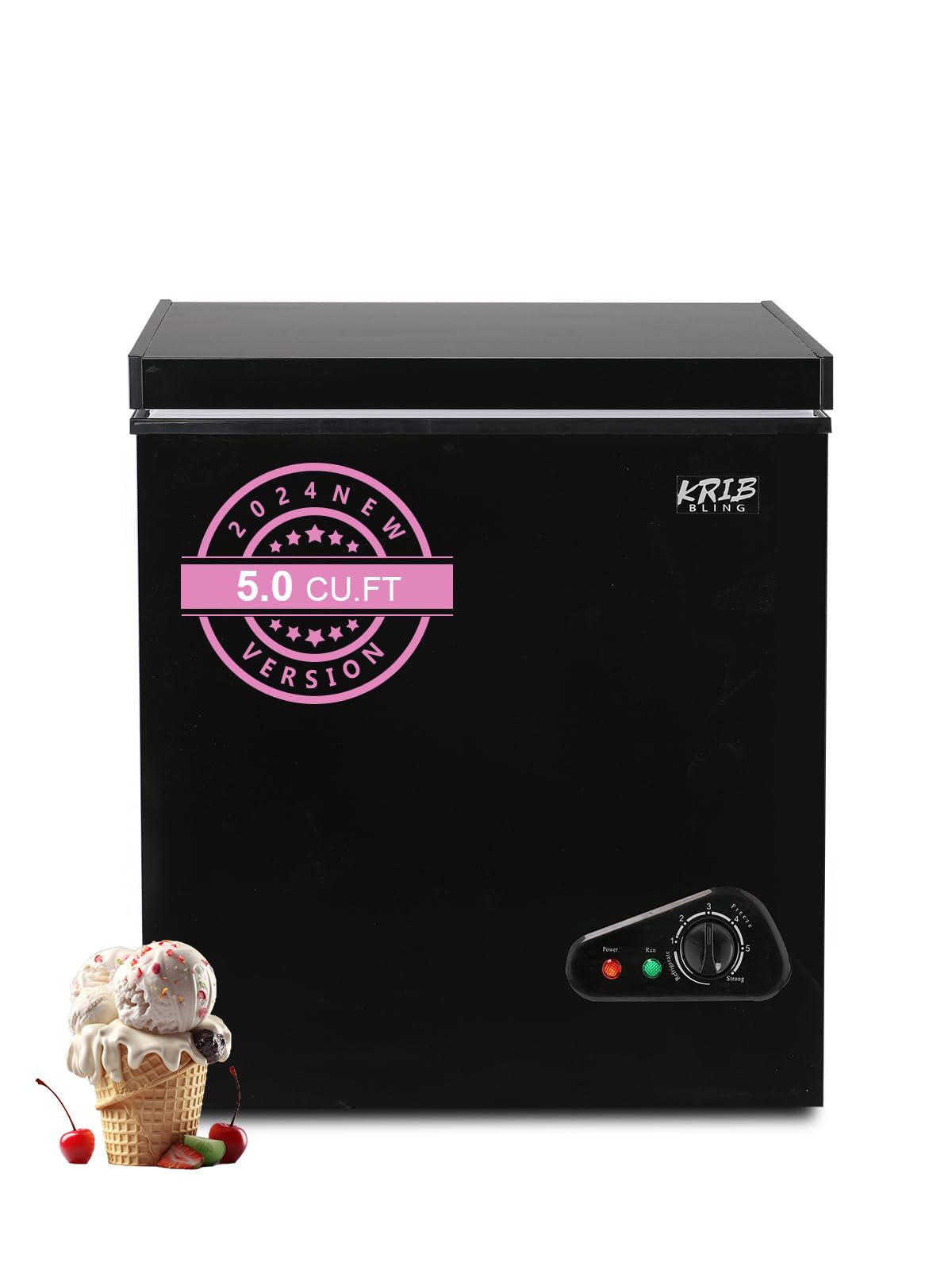 KRIB BLING KB02 FLG-80Q-BLACK 5.0-2 5 cu ft Chest Freezer Black