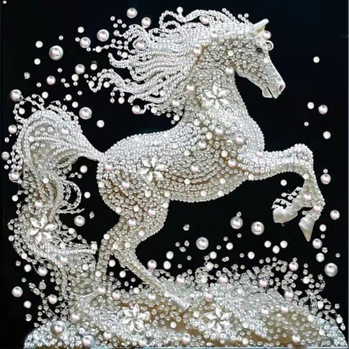 SHICERNHJ Special Shape Diamond Art Kits for Adults Beginners White Horse Diamond Painting Kits DIY Animals Crystal Rhinestones Painting kit for Home Wall Decoration 12 12 inch