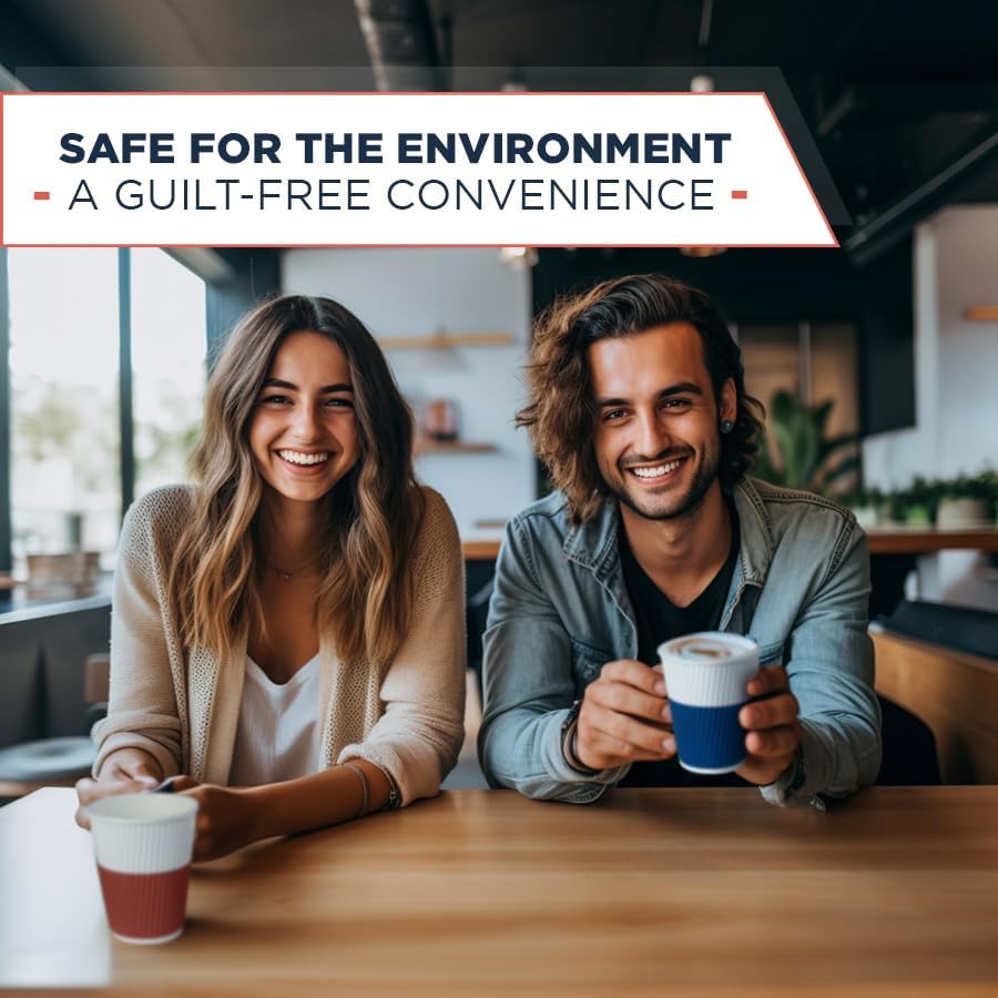 Paper Cups 8 oz [120 pack] - Biodegradable Compostable Disposable Coffee Cups, No Lids. To Go Coffee Cups 8oz, Ripple Insulated. Mini To Go Cup For Tea. Party, Bathroom (Fall) - Image 3