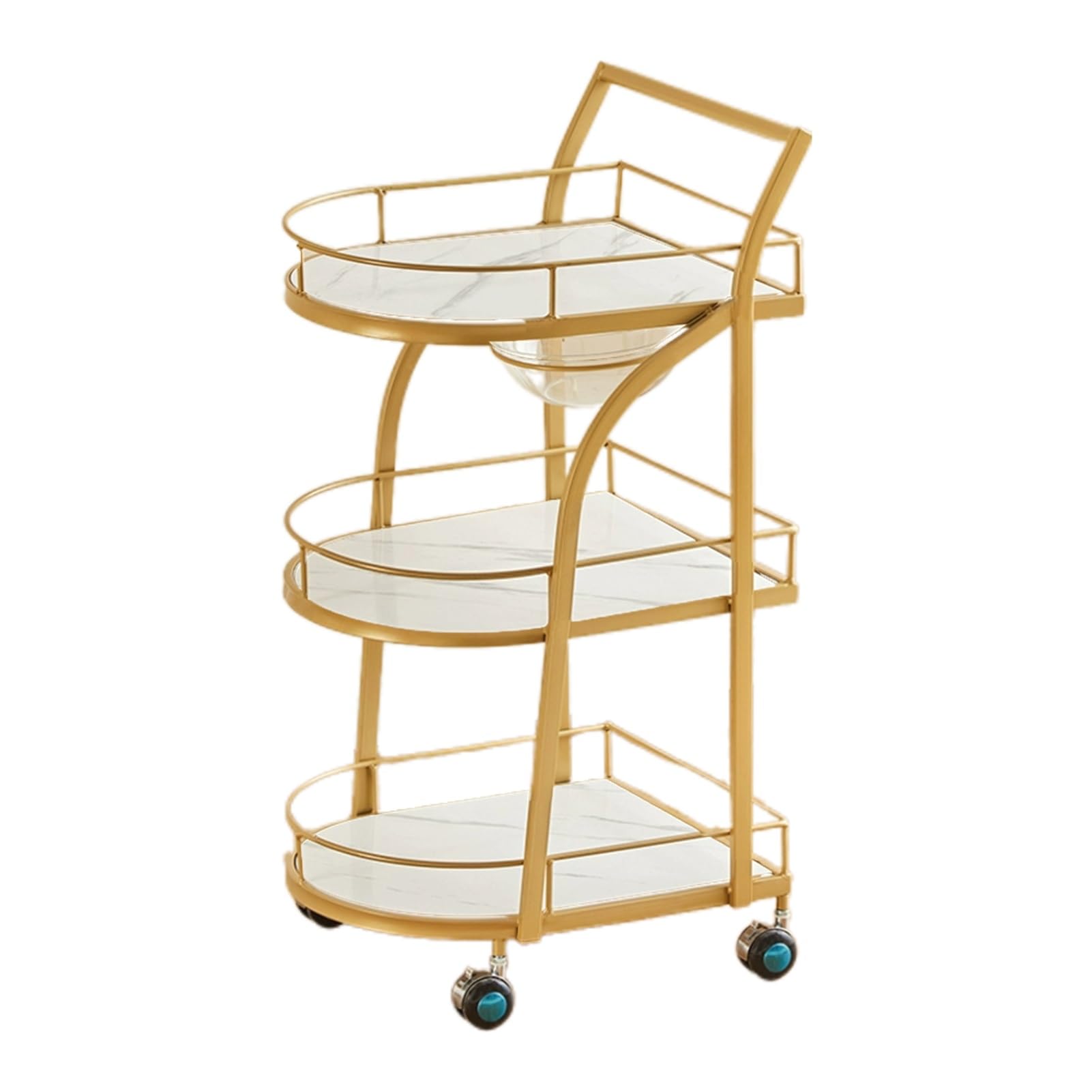 Barbershop Trolleys Beauty Salon Hand-Trolley Tool Carts Shelves with Workbenches,Layered Storage Increased Height,Convenient Universal Pulleys,Suitable for Salon Spa Tattoos(Gold,35x44x85cm)