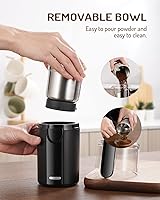 Vista 4 de TWOMEOW Molinillos de café para especias y semillas, molinillo de especias eléctrico, molinillo de hierbas y molino de granos de café con 2 cuencos