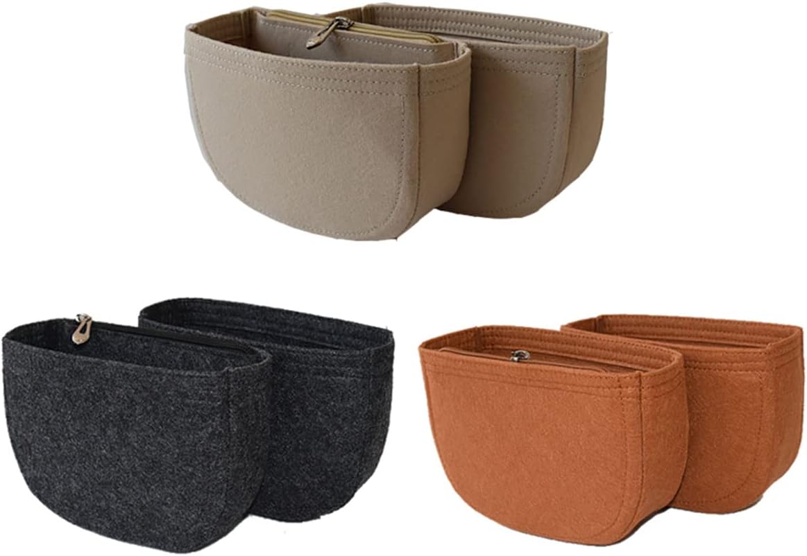 Lckaey Felt Insert Purse Organizer for saddle bag bobby liner bag handbag storage bag2045beige-M