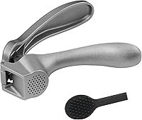 ReneeChef Garlic Press Mincer: No-Peel Rust-Proof Ergonomic Crusher for Garlic, Ginger & Nuts - Dishwasher Safe with Cleaning Brush
