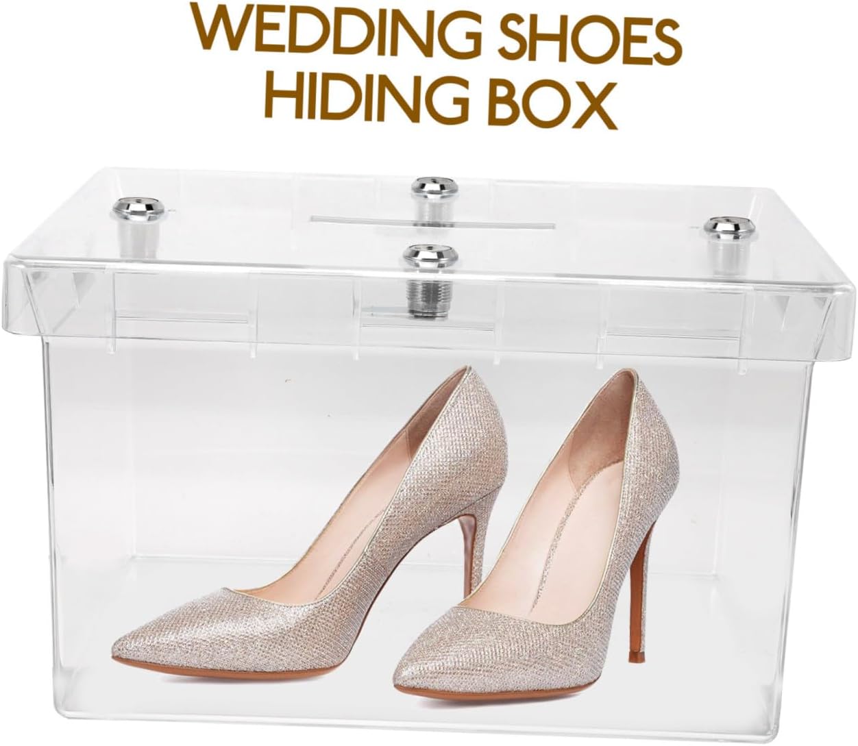Wedding Shoes Hiding Box with 4 Secure Locks and Holes Acrylic Wedding Card Box for Reception and Bridal Door Game