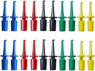Senvenelec 20 pinzas de gancho multímetro, pinza de gancho de prueba de plomo multímetro, sonda electrónica mini de prueba, herramienta para mantener la abrazadera del cabezal de prueba, 5 colores.