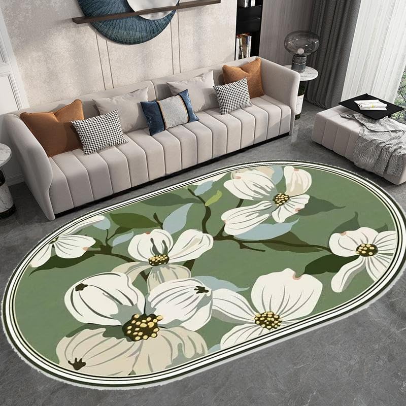 Alfombra moderna para salón ovalada alfombras estampado floral moderno beige