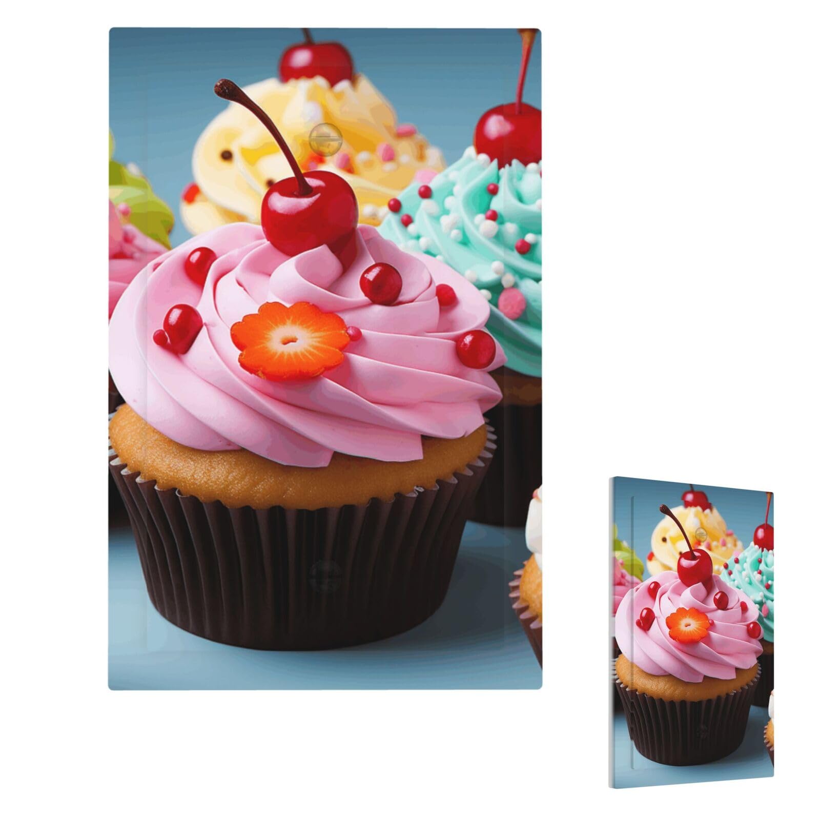 Fekiloot Single Blank Cupcake Wall Plate Cover Modern Decorative 1 Gang Light Switch Cover Unbreakable Receptacle Outlet Covers For Living Room Bedroom Home Decor