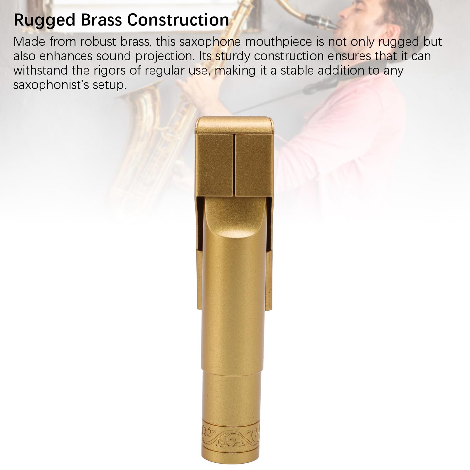 Tono Rico BB Tenor Saxofón Boquilla de Boquilla de Latón Brillante Reemplazo de la Tapa de Latón para la Práctica