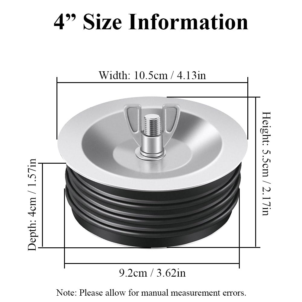 1 Pcs Sewer Cleanout Cap, 4 Inch Rubber Expansion Sewer Pipe Plug Mechanical Test Plug for Most Pipes Sink Pools - Image 2