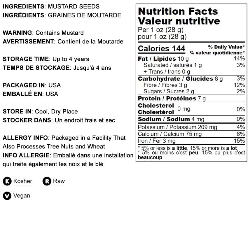 Miniatura 4 de Semillas de mostaza amarilla, 1 libra - Kosher, crudo, vegano, a granel