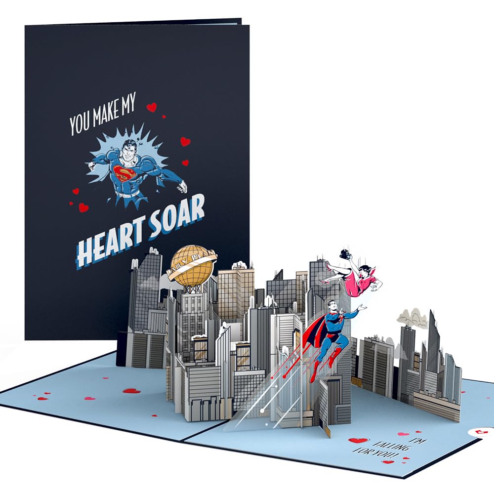 Lovepop Valentine's Day Pop-Up Card for Her and Him - 3D Superman Greeting Cards for Boys, Girls, Men, Women - You Make My Heart Soar - 5" x 7" Card -