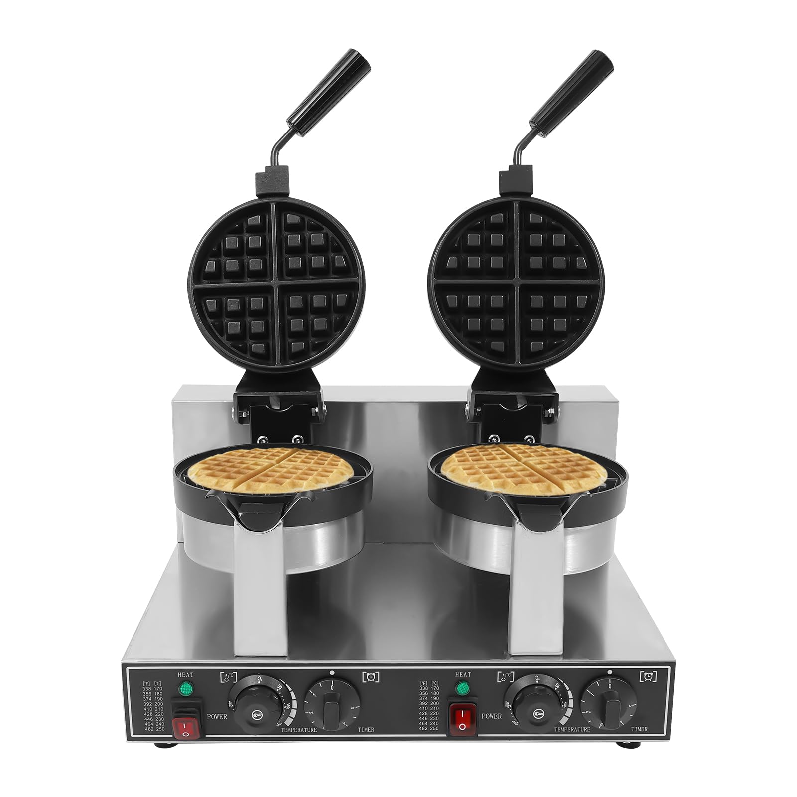 Commercial Waffle Maker, Double Heads Waffle Maker, 2400W Non-Stick CommercialWaffle MakerFor Bakery, Restaurant, Snack Bar or Household