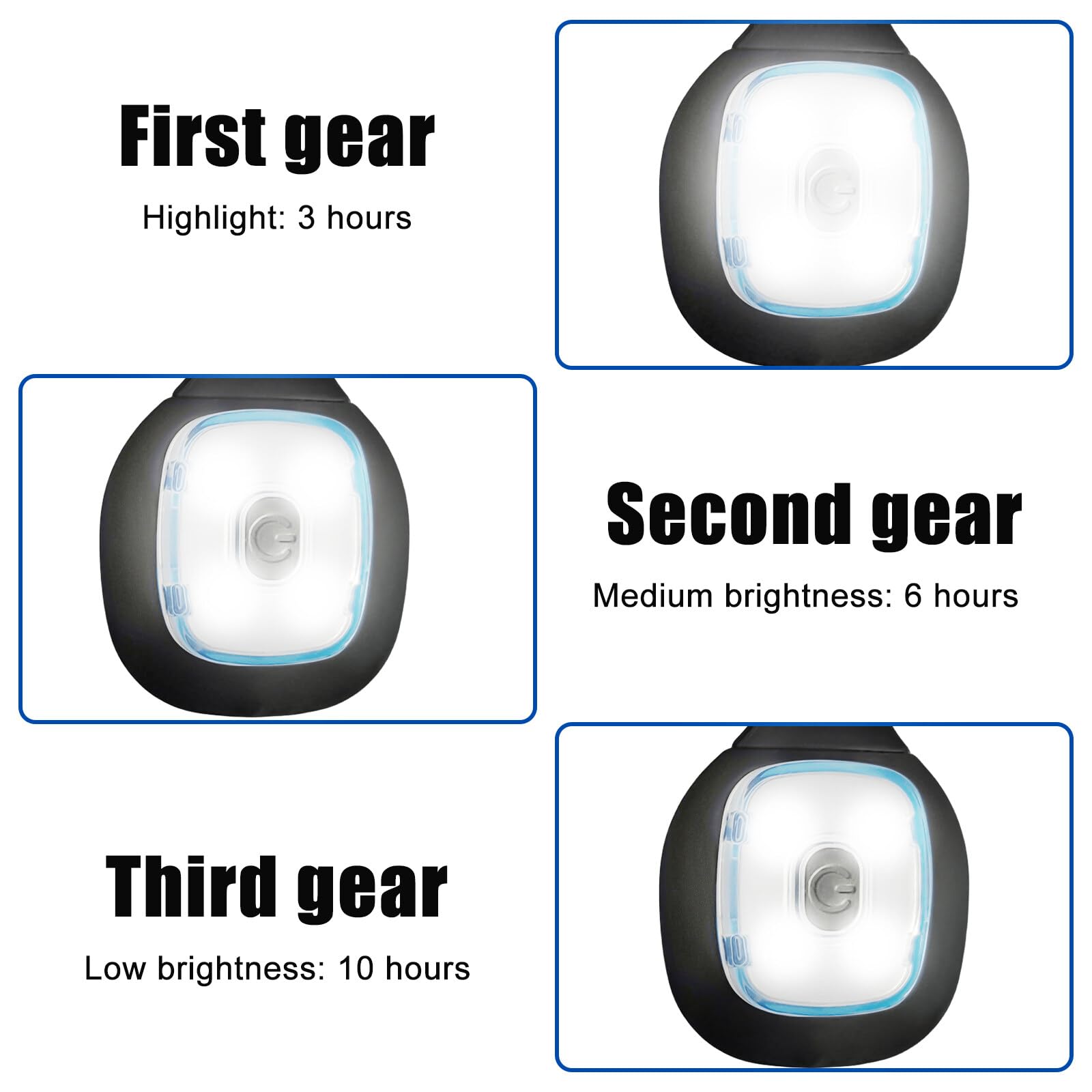 Molbory LED ricambio 3 luci ricaricabili USB sicurezza campeggio corsa