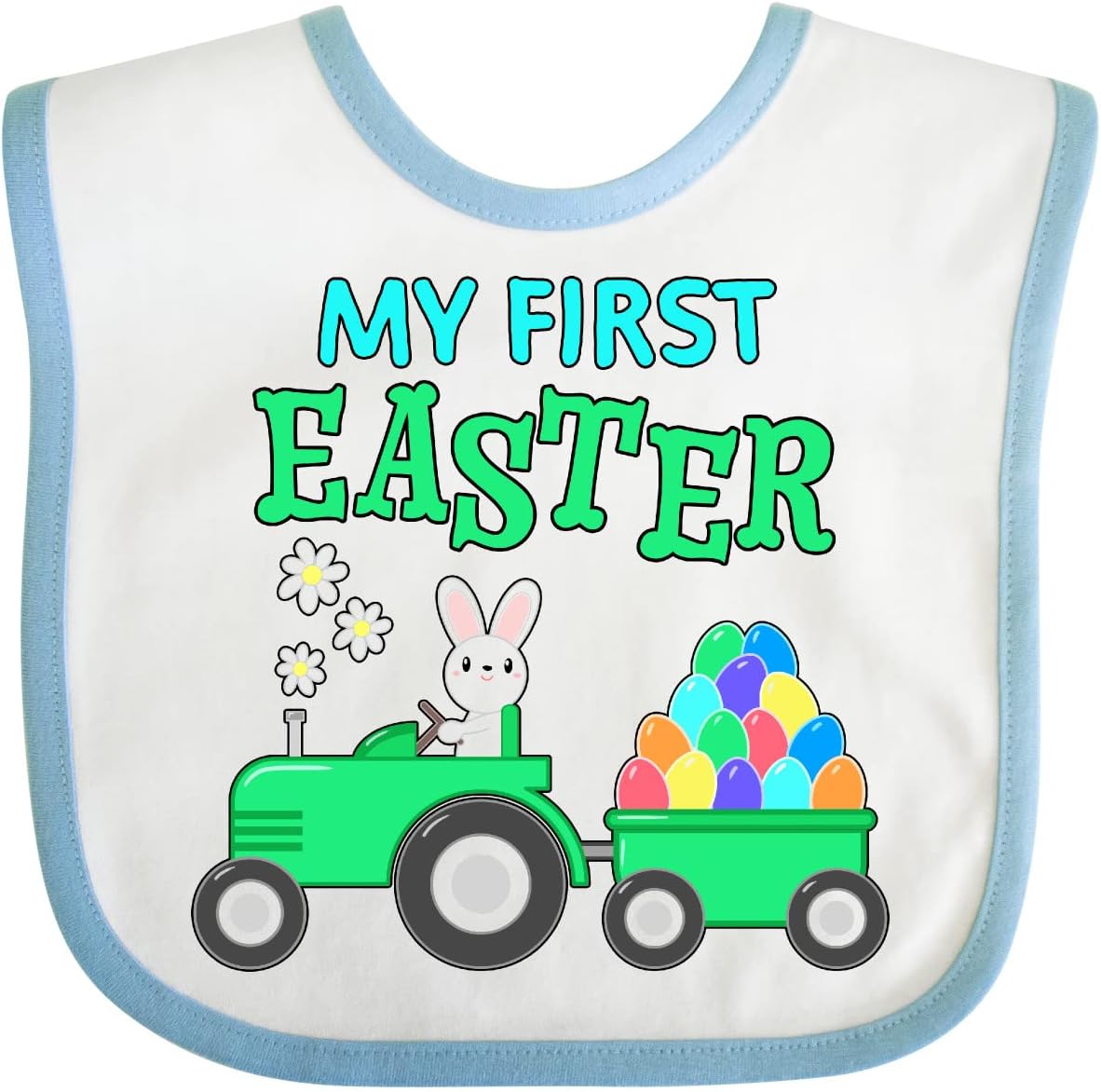 inktastic My First Easter Bunny and Tractor Baby Bib