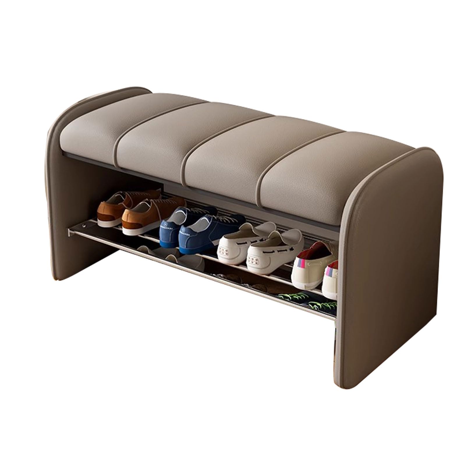 FCXWEVR Space-Saving Shoe Bench with Cushed Seat Entryway Sto nizer Gray 100cm - Perfect for Hallway Living Room Closet and Entrance
