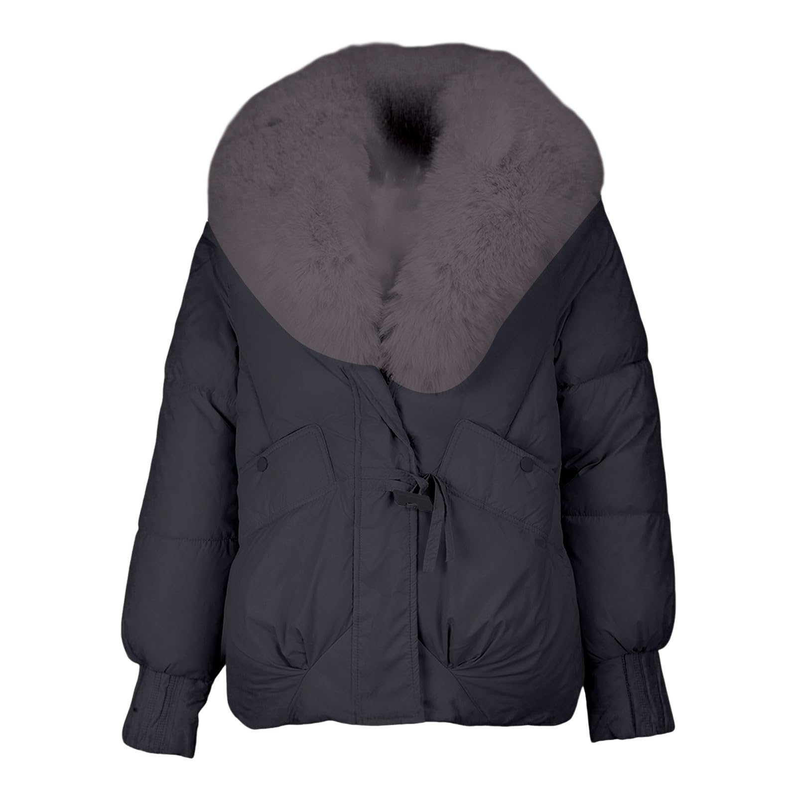 Chaqueta de invierno de talla grande para mujer, con ribete de piel