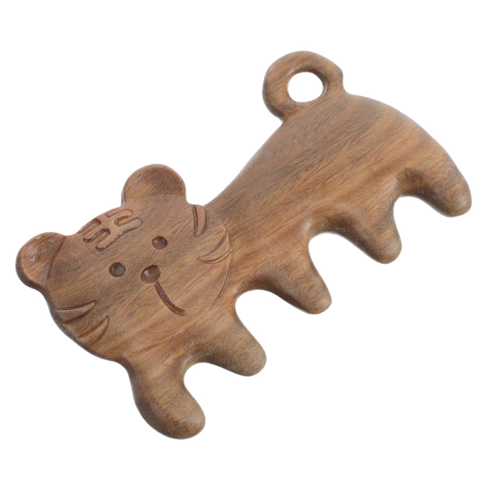 COLLBATH Sandalwood Scalp Massager Comb Hair Care Tool Tiger Design Multi-Functional Massage for Home On-The-go