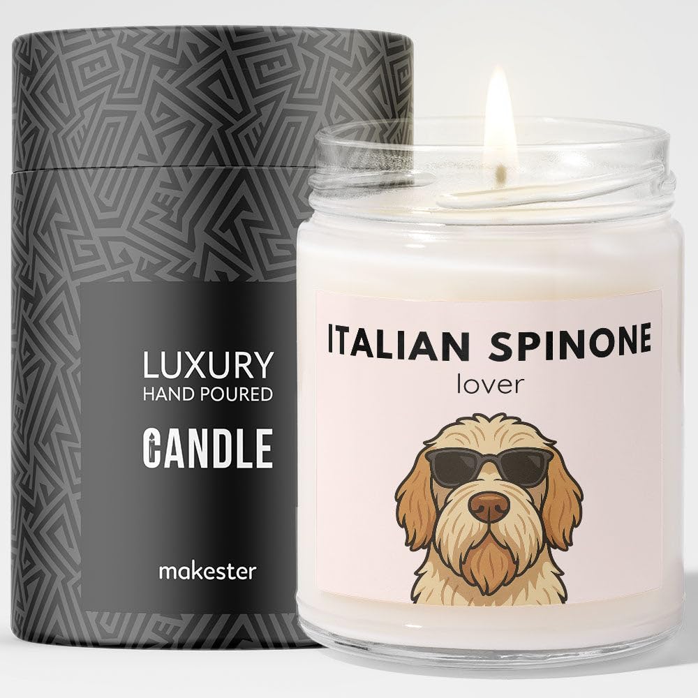 Italian Spinone Gifts - Luxury Soy Wax Candle - Vanilla, Jasmine, Sugared Almond - Dogs in Shades - Makester