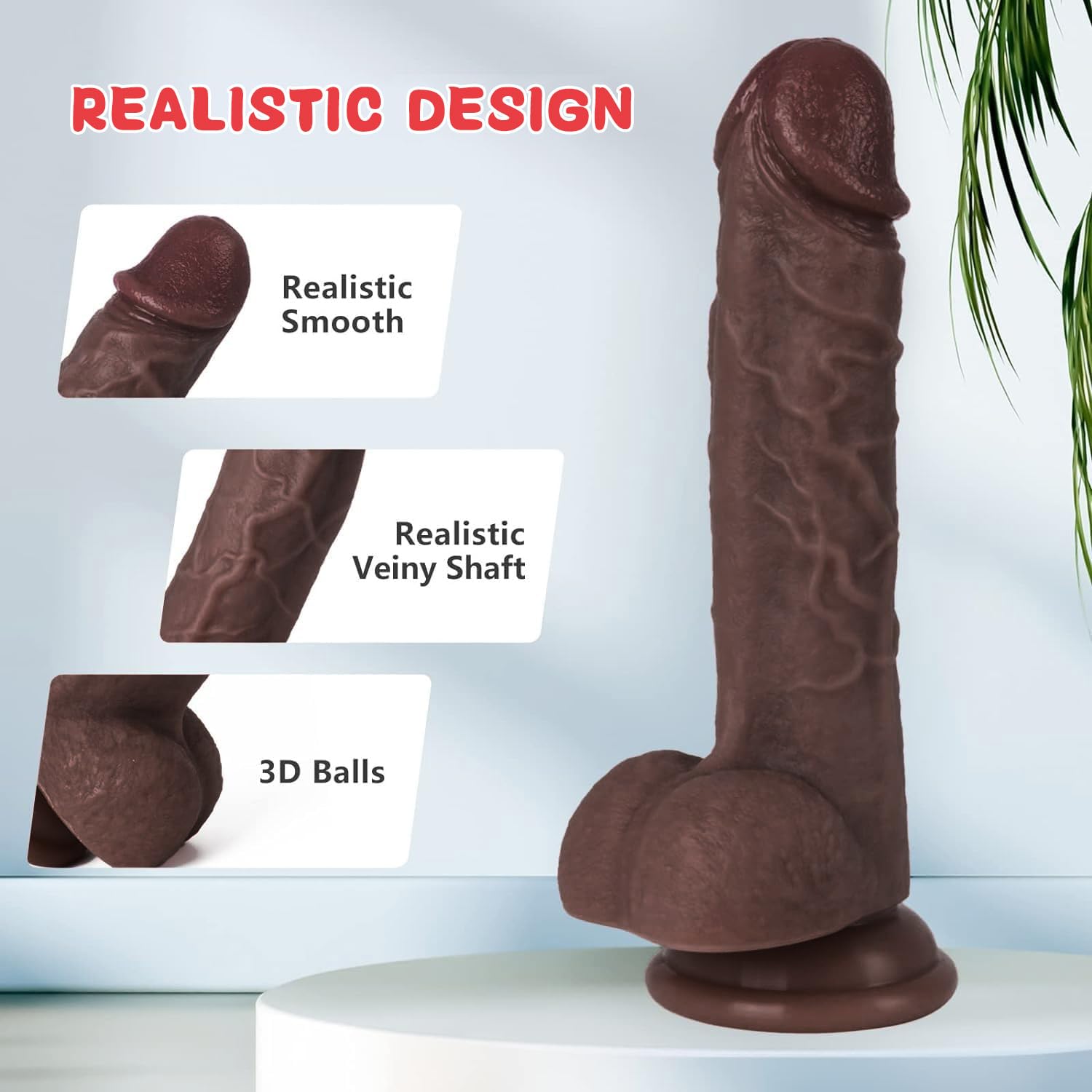Kstert Realistic Dildo – 7.8" Liquid Silicone Toy with Strong Suction Cup, Lifelike Veiny Texture & Resilient Firmness, Hands-Free G Spot Focused Design for Women & Beginners: Brown