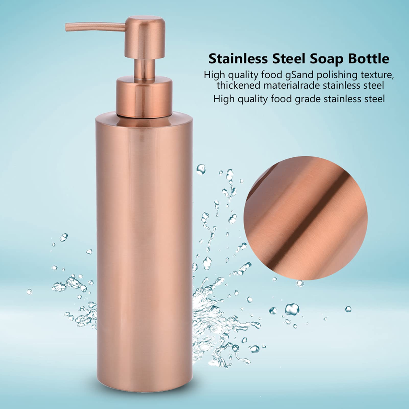 Dispensador Sapone Oro Porta Sapone Rosa Cobre Diamante Corte Jabón Bomba Acero Inoxidable Cocina Baño Encimera 350ML