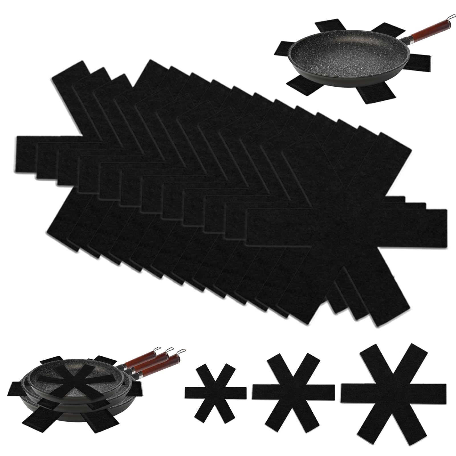 Coussinets Anti-rayures Casseroles Lot De 12 Protections De Casseroles En Feutre - 3 Tailles (26, 35, 38 Cm), Anti-rayures, Empilables