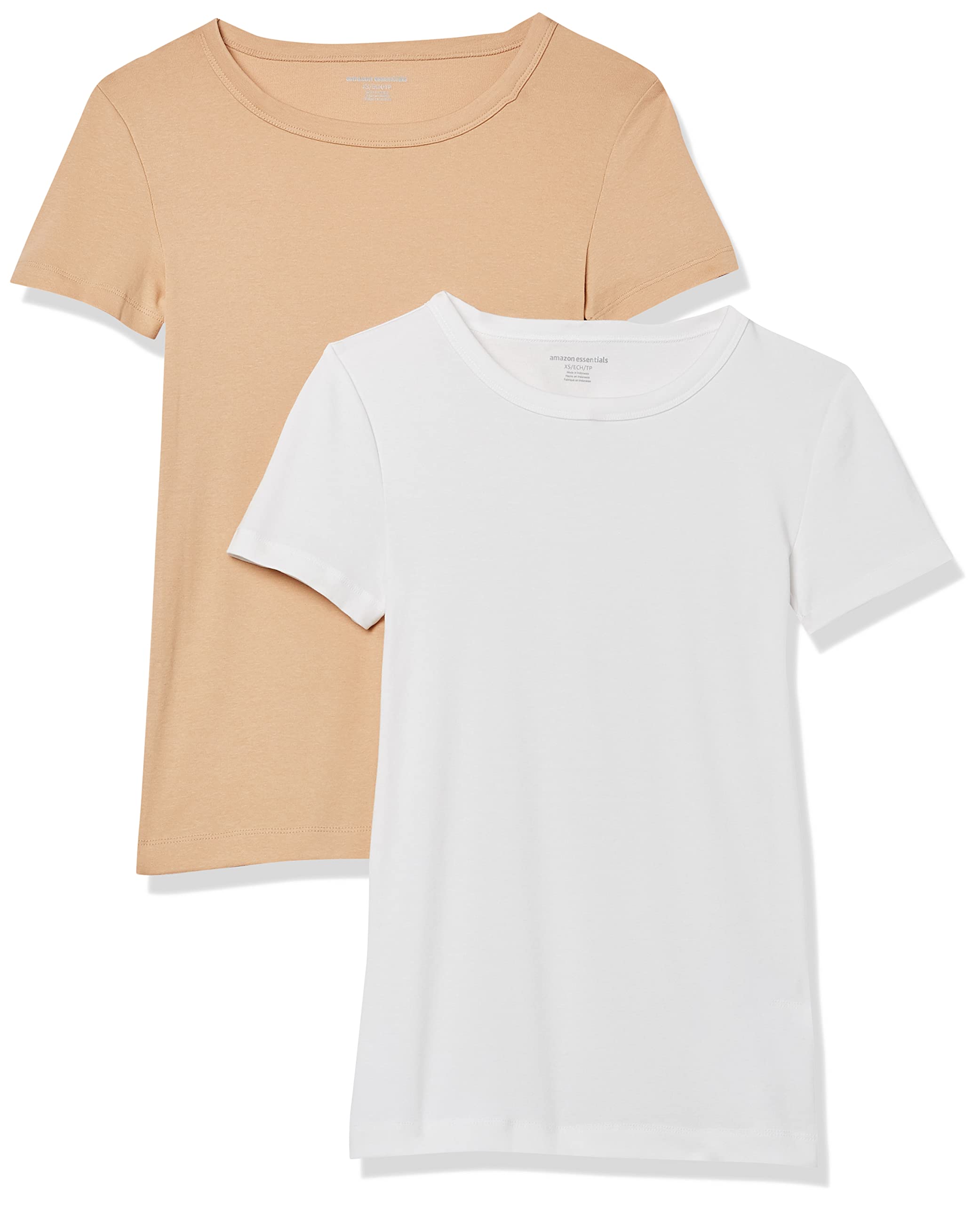 Amazon Essentials Damen Kurzärmeliges T-Shirt mit Rundhalsausschnitt, Schmale Passform