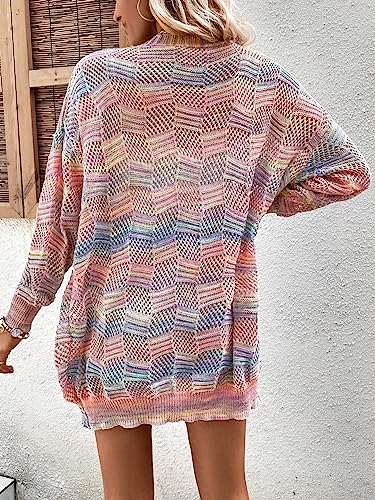 SHENHE Women's Crochet Lightweight Cardigan Beach Swim Cover Up Summer Open Front Colorful Kimonos2