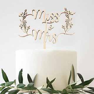 Miss to Mrs. Bride Wedding Cake Top, Elegant Wooden Flower Design, Suitable for Rural Wedding Party Decoration, Perfect fo...