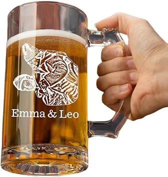 Personalized Engraved Glass Cup Custom Initial & Name Custom Glass for Men, Retirement Presents, Christmas Gifts, Wedding Favors Model 4